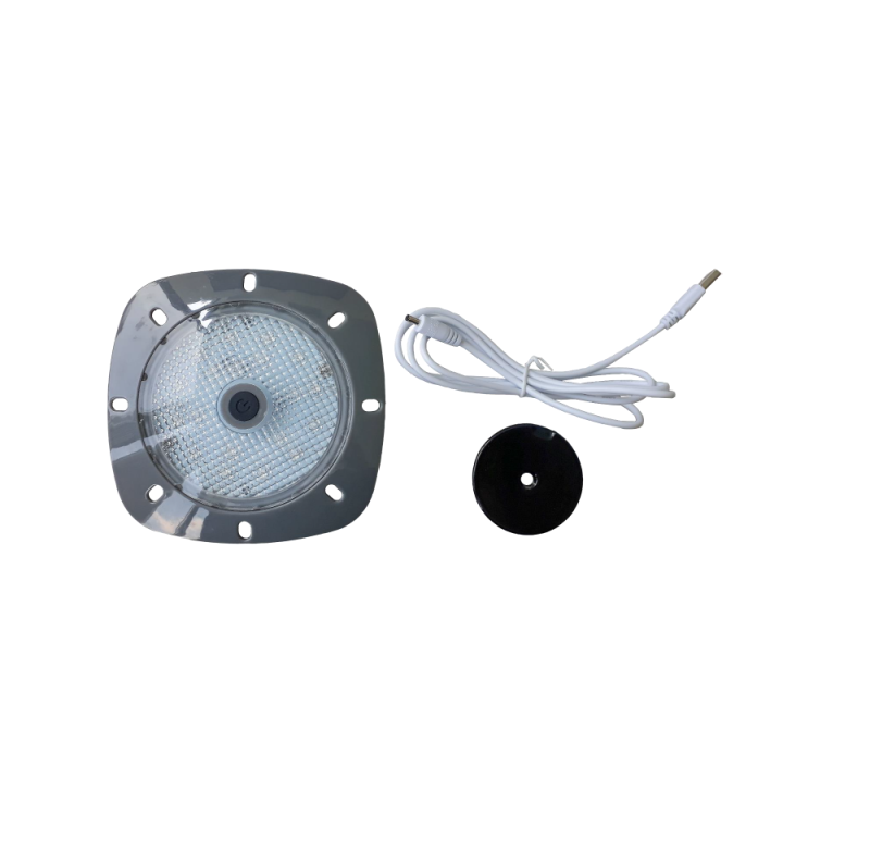 Image of LAMPADA RICARICABILE, IMPERMEABILE E MOBILE, RGB, 18 LED, CORONA GRIGIA